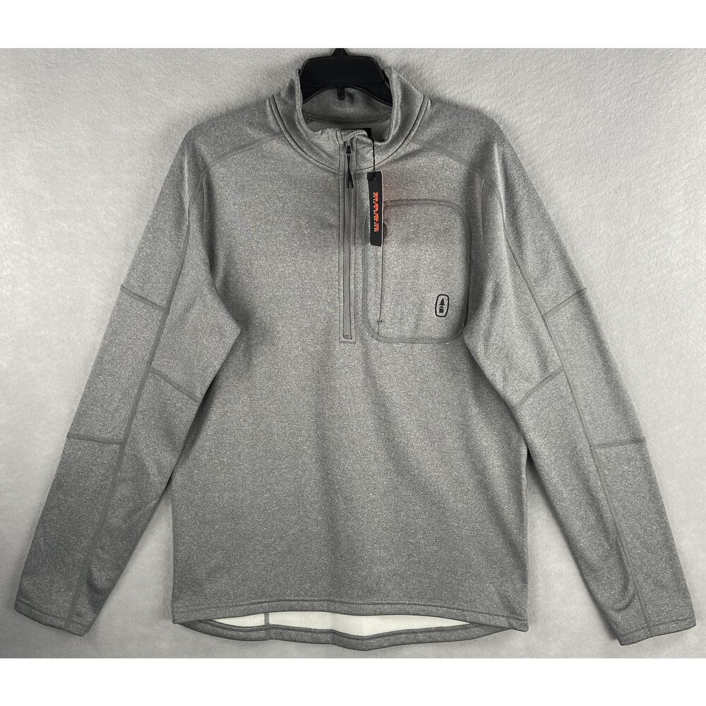 Bass Outdoor Men's Small Half-Zip Pullover 2-Pocket Gray Heather NEW